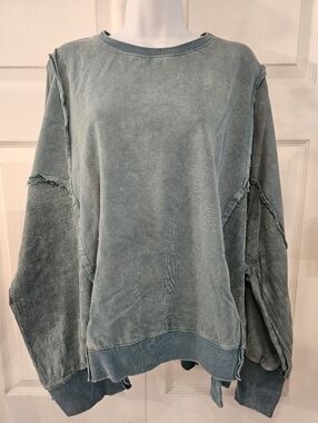 Easel Teal Multi Fabric Pullover